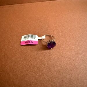 Genuine Amethyst Sterling Silver Ring sz7